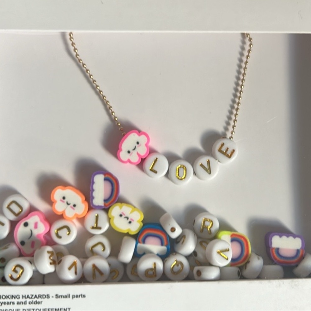 New Gold Tone Multicolored Bead Make Your Own Charm Necklace